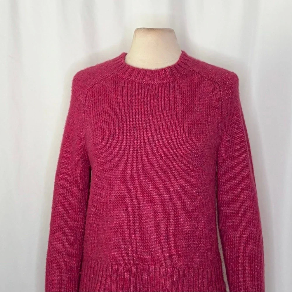 J. CREW Alpaca Blend Crewneck Sweater Pink‎ Merino Wool Heathered Fuchsia Medium
